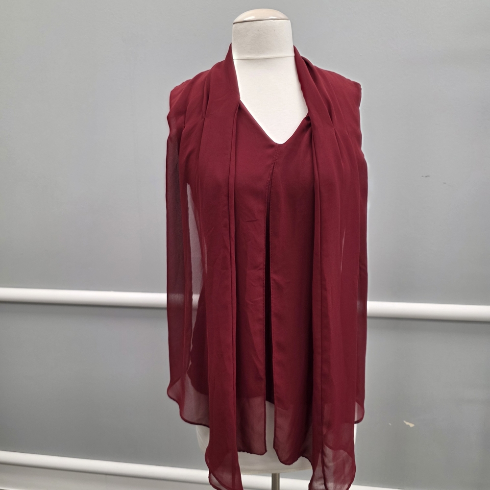 Vince Camuto Burgundy Blouse with Scarf